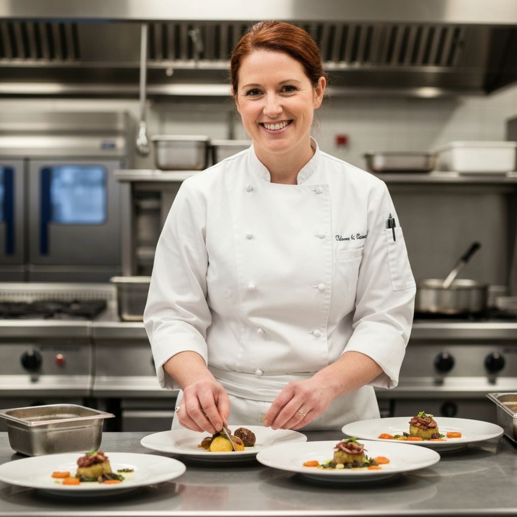 Julie Walsh, owner of Julie Catering, preparing food in the kitchen